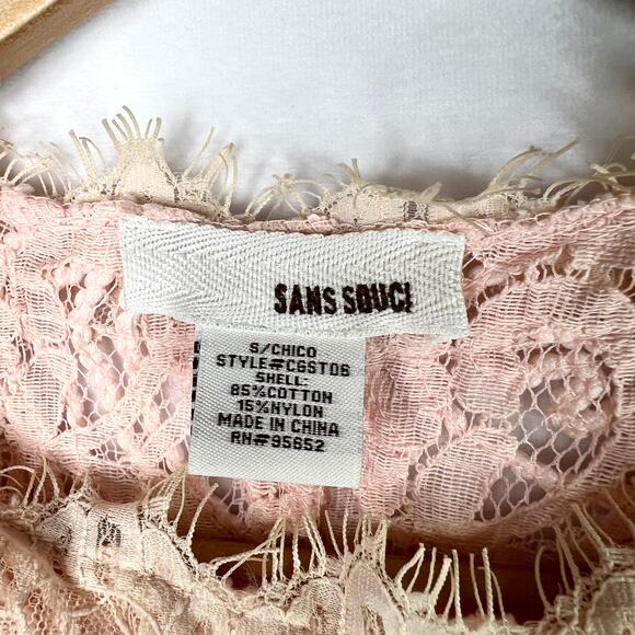 Sans Souci Pink Crochet Lace Tank Top XS/SM - Picture 6 of 7